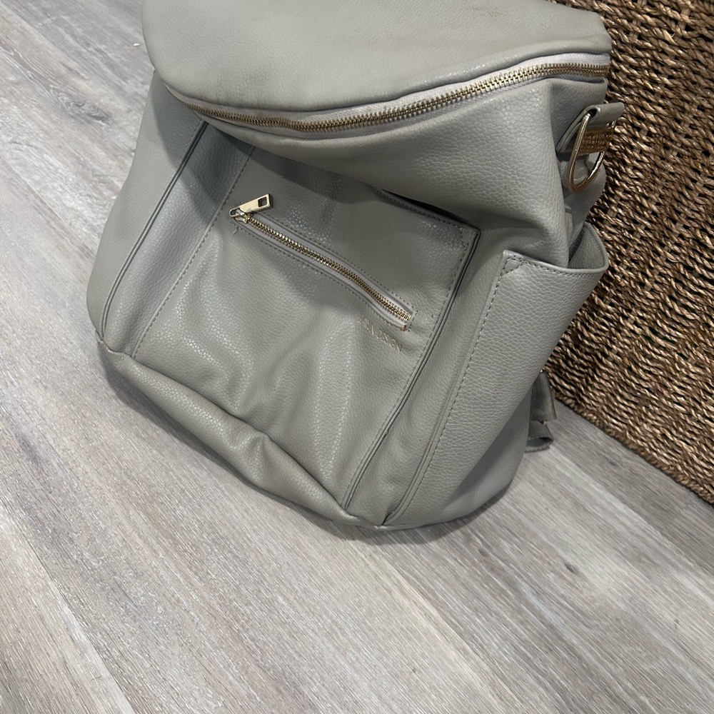 Fawn design Gray Leather Backpack